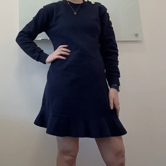 Derek Lam Blue Sweatshirt Mini Dress SMALL Oversized Comfy Preppy Designer $300 - Picture 8 of 9